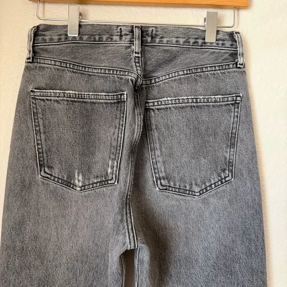 AGOLDE 90s Pinch Waist Cropped High Rise Straight Leg Jeans Washed Black Size 27 - Picture 8 of 11